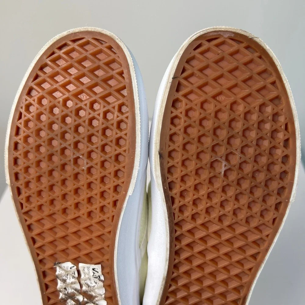 Vans Slip On Shoes Womens 8.5 Beige Shiny Glitter Sparkle Sneakers